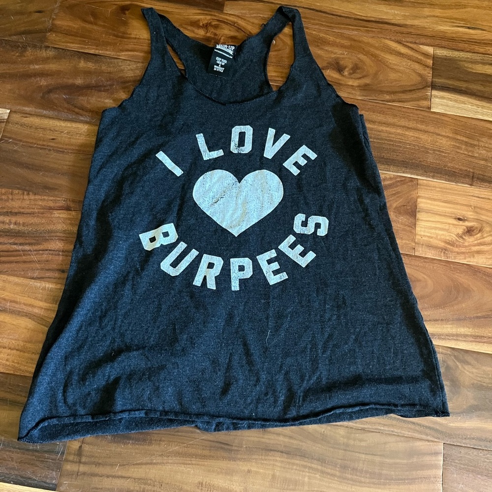 Chin Up Apparel Black Muscle Tee - I Love Burpees